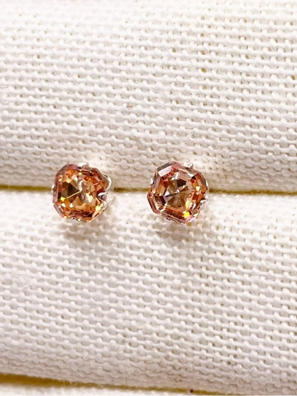 Peach Tourmaline 925 Sterling Silver stud earrings